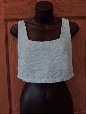 Square Neck Light Blue Crop Top - Casual Summer Tank